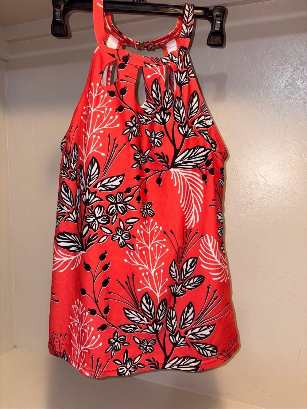 Women's Coral Floral Halter Swim Top